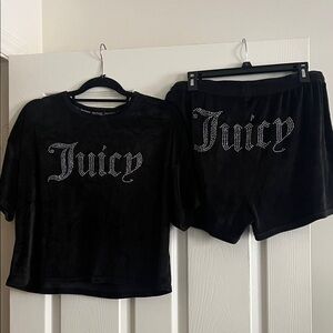 Juicy Couture Black Velour Lounge Set Size L